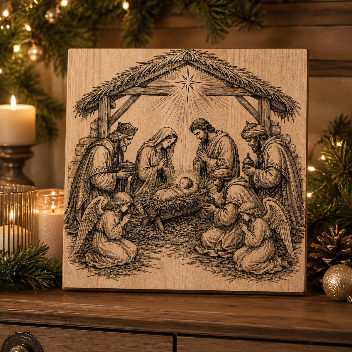 Christian Christmas SVG Bundle: 5 Nativity Laser Engraving Designs