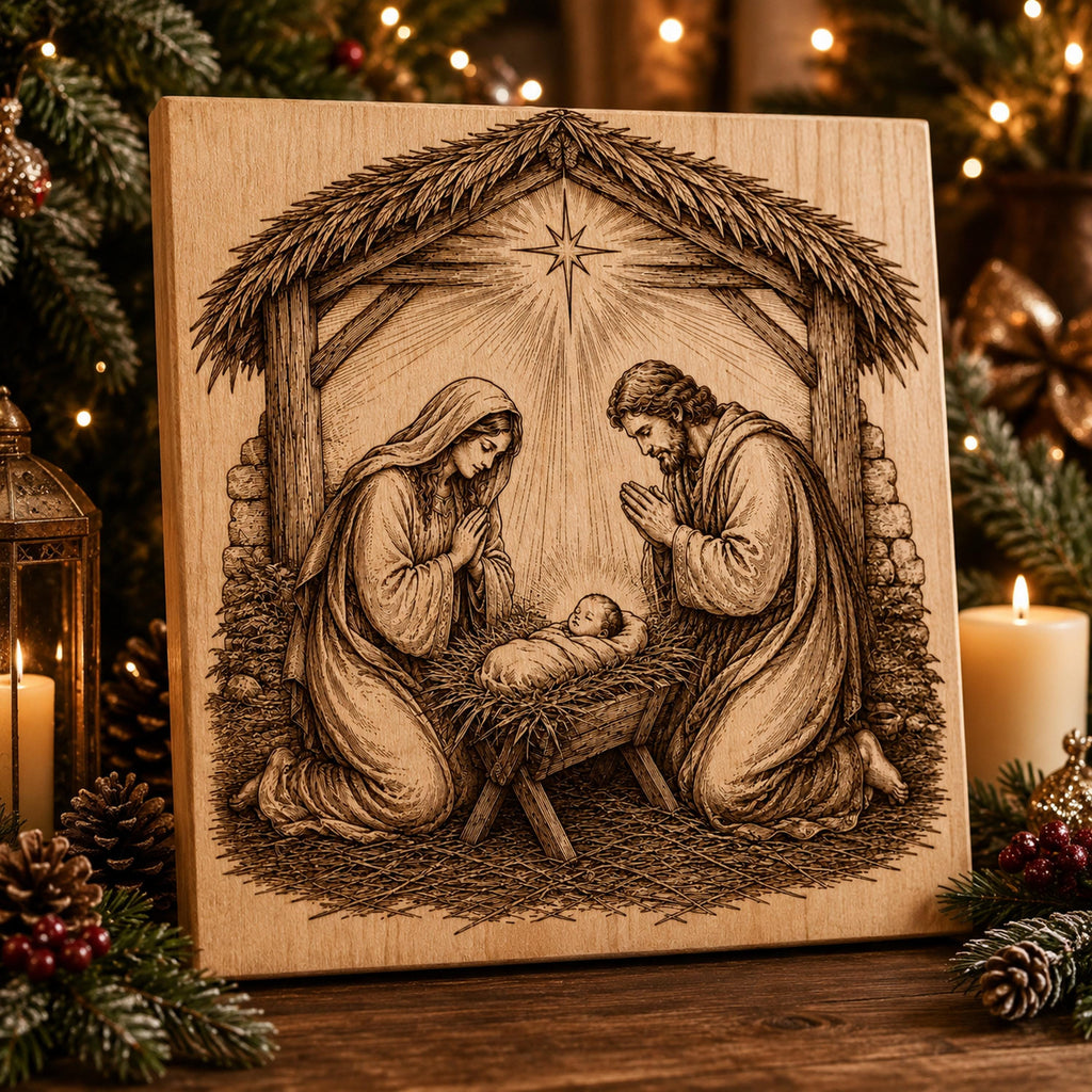 Christian Christmas SVG Bundle: 5 Nativity Laser Engraving Designs