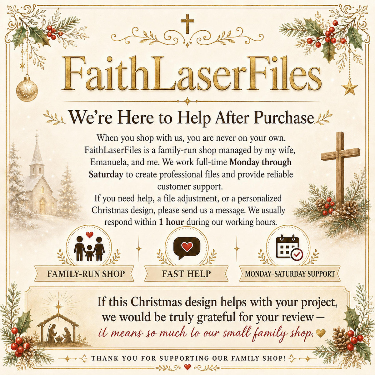 Christian Christmas SVG Bundle: 5 Nativity Laser Engraving Designs