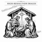 Christian Christmas SVG Bundle: 5 Nativity Laser Engraving Designs