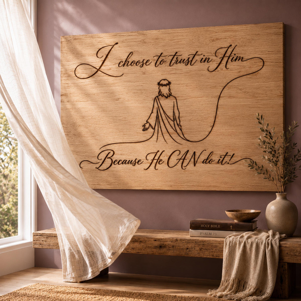 Faith SVG: Trust in God Jesus Line Art for Laser Engraving