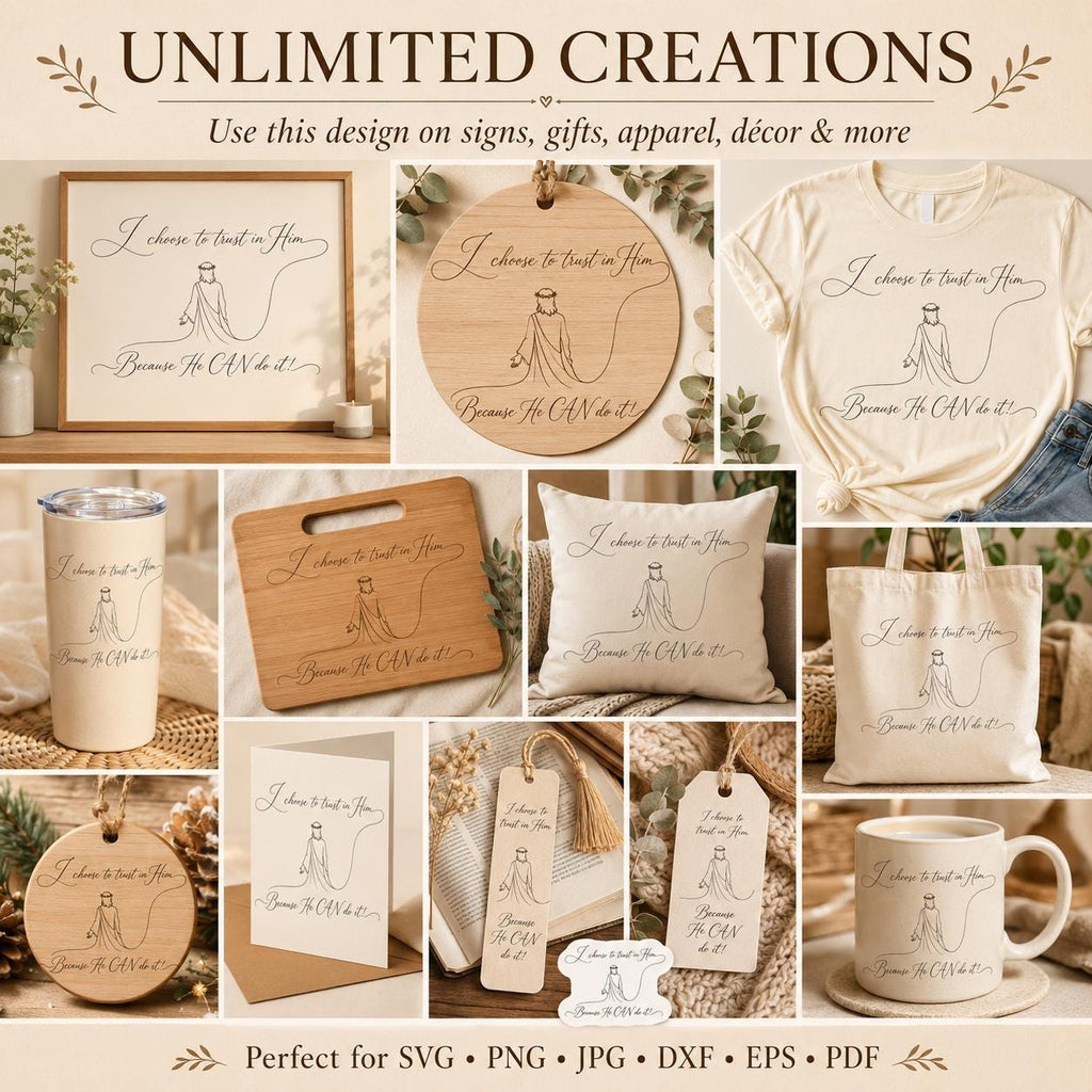Faith SVG: Trust in God Jesus Line Art for Laser Engraving