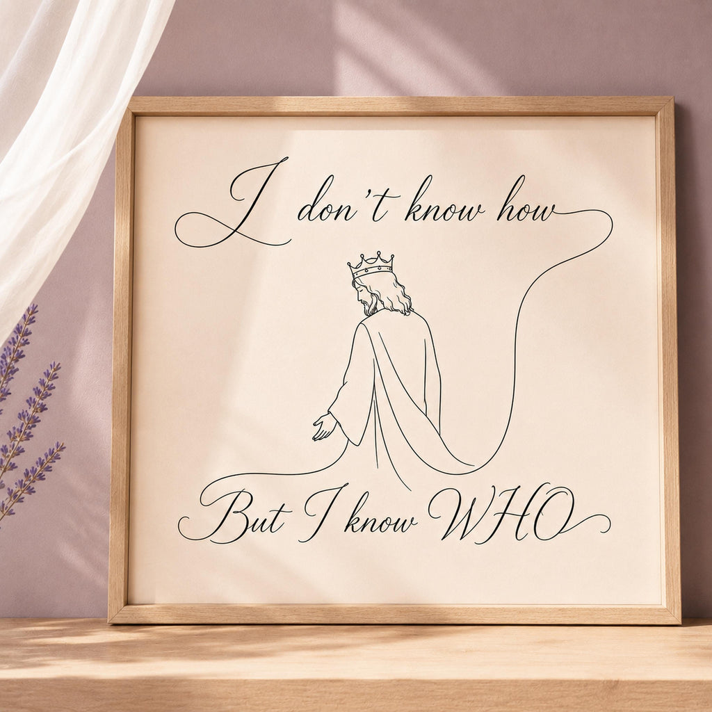 Faith SVG: I Don’t Know How But I Know Who Jesus Line Art Print File