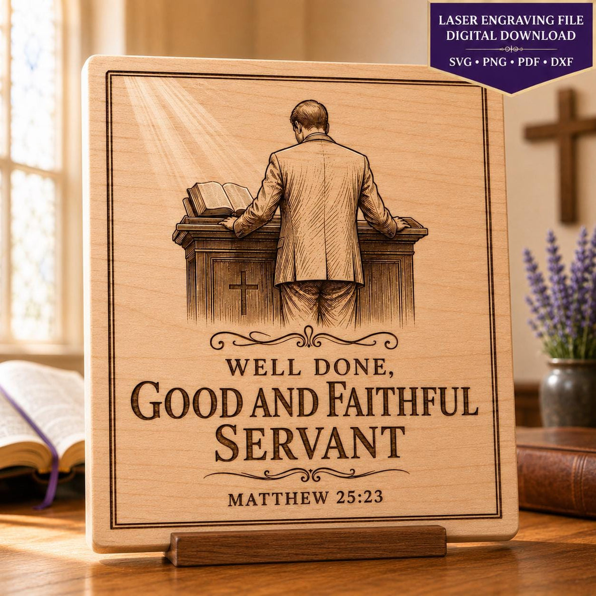 Matthew 25:23 Pastor Appreciation SVG Well Done Good and Faithful Servant Laser Engraving File
