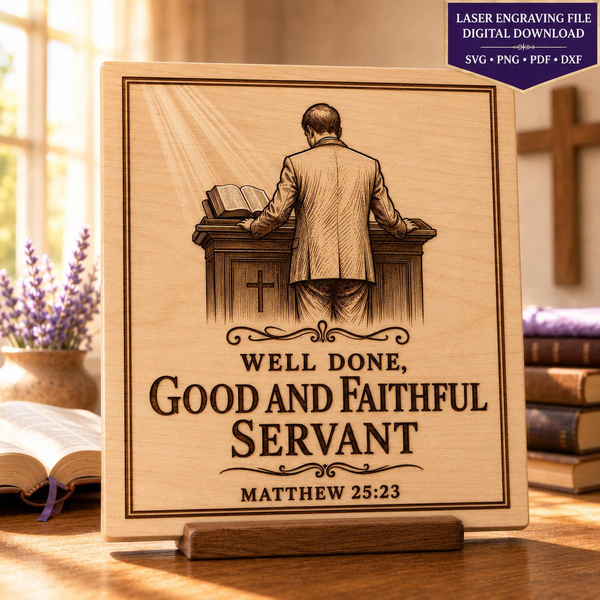 Matthew 25:23 Pastor Appreciation SVG Well Done Good and Faithful Servant Laser Engraving File