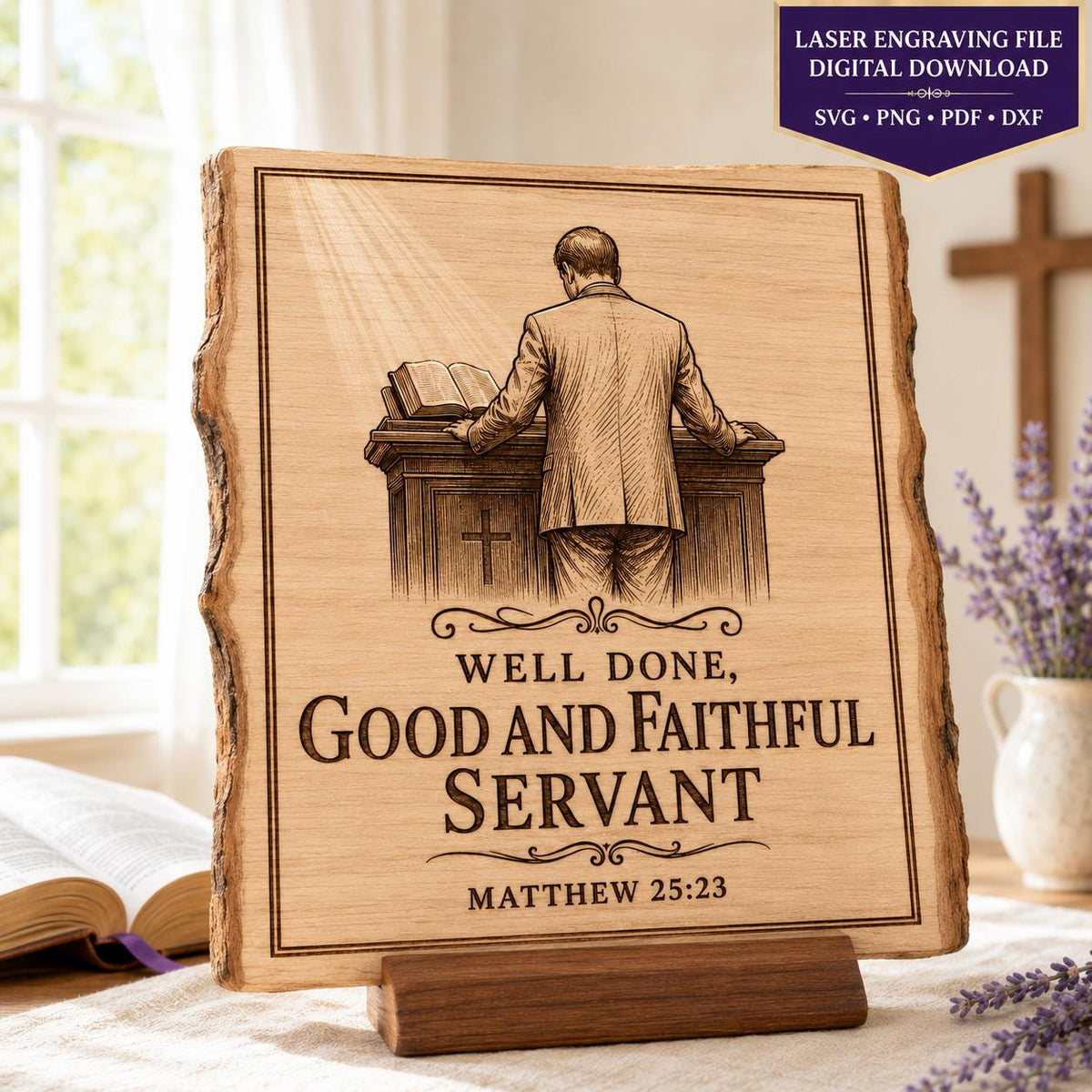 Matthew 25:23 Pastor Appreciation SVG Well Done Good and Faithful Servant Laser Engraving File
