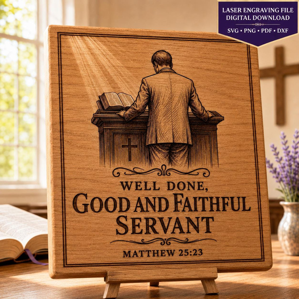 Matthew 25:23 Pastor Appreciation SVG Well Done Good and Faithful Servant Laser Engraving File
