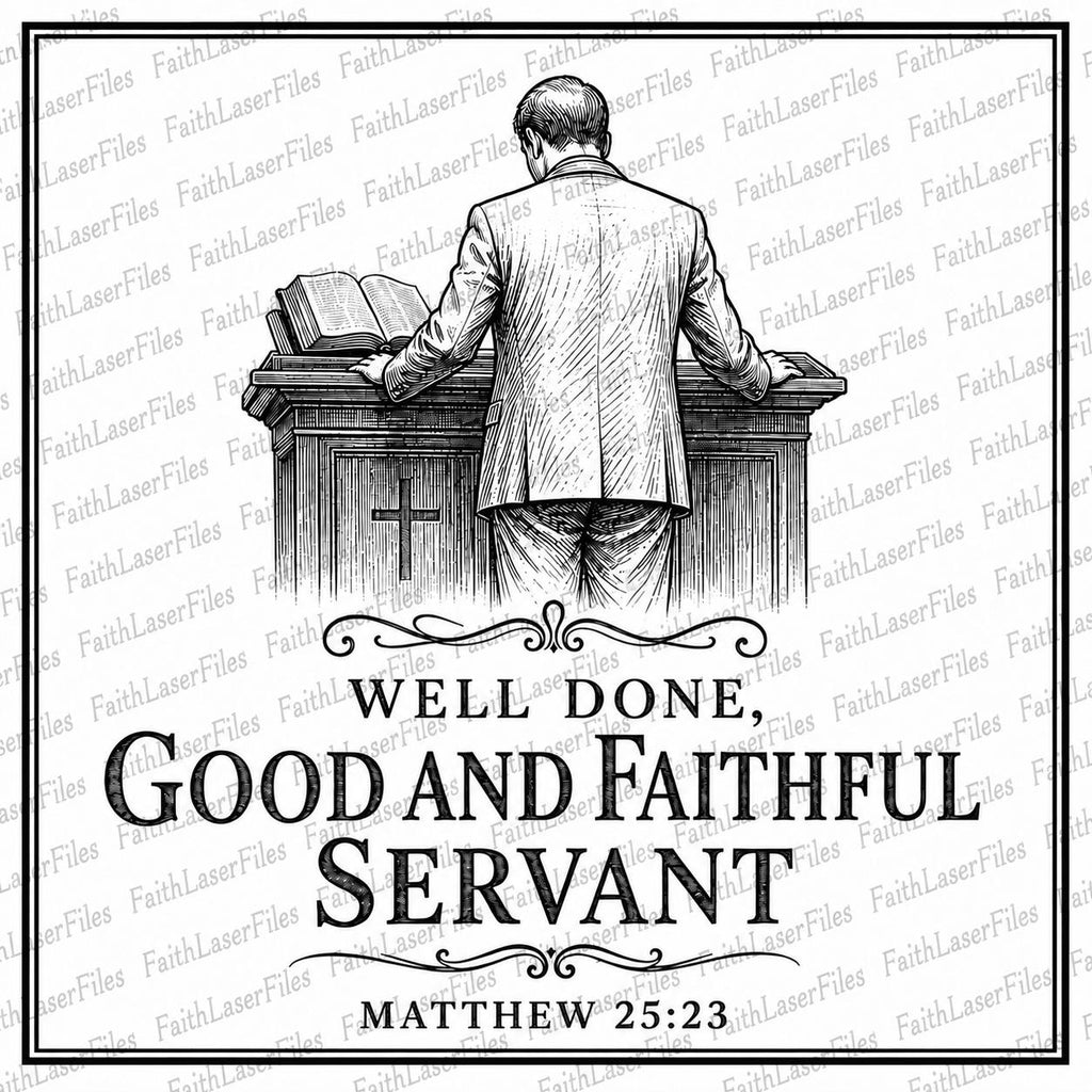 Matthew 25:23 Pastor Appreciation SVG Well Done Good and Faithful Servant Laser Engraving File