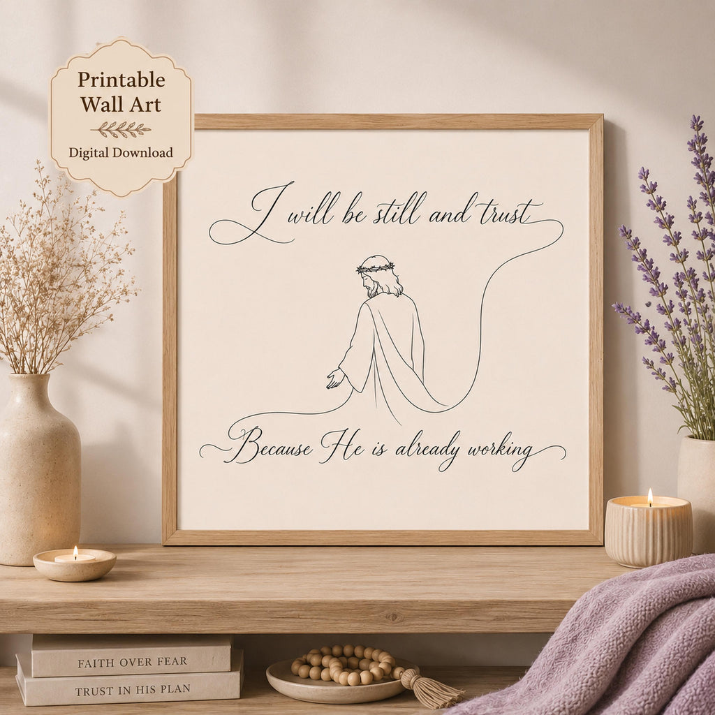 Christian Faith SVG + Printable Be Still Jesus Line Art