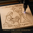 Nativity SVG, For Unto Us a Child Is Born Isaiah 9:6 Christmas Laser File