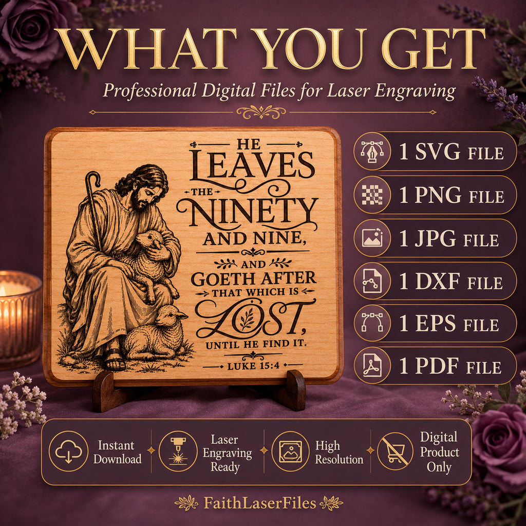 Lost Sheep SVG, Luke 15:4 Christian Laser Engraving File