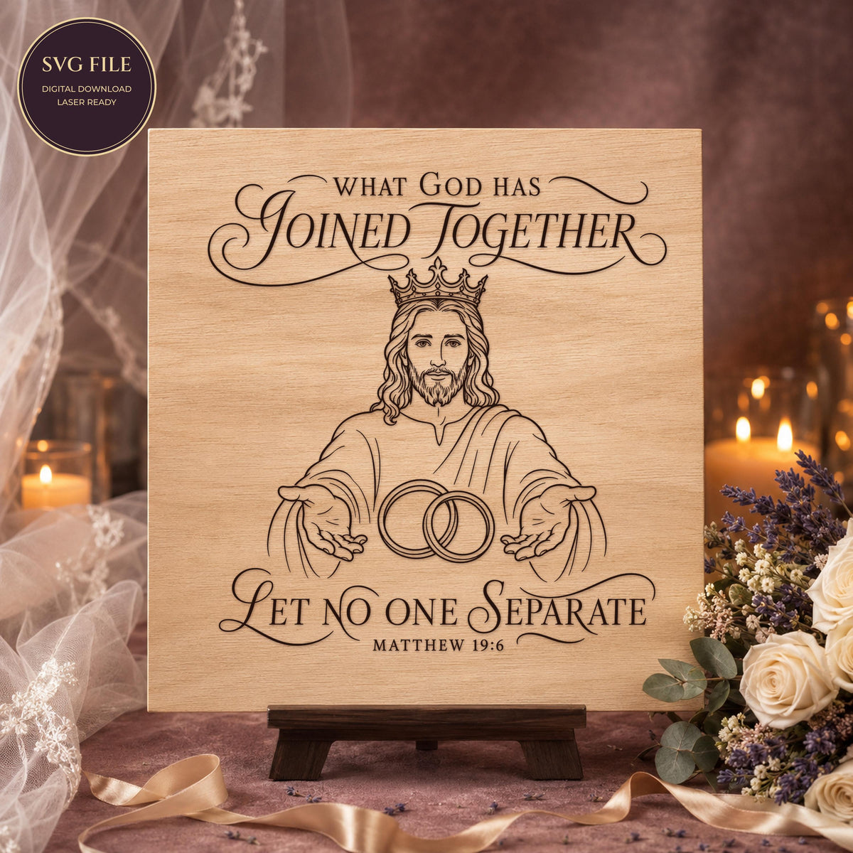 Matthew 19:6 Wedding SVG + Printable God Joined Together Laser File