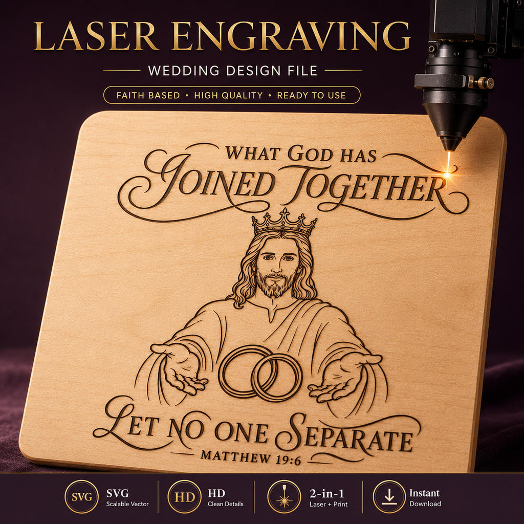 Matthew 19:6 Wedding SVG + Printable God Joined Together Laser File
