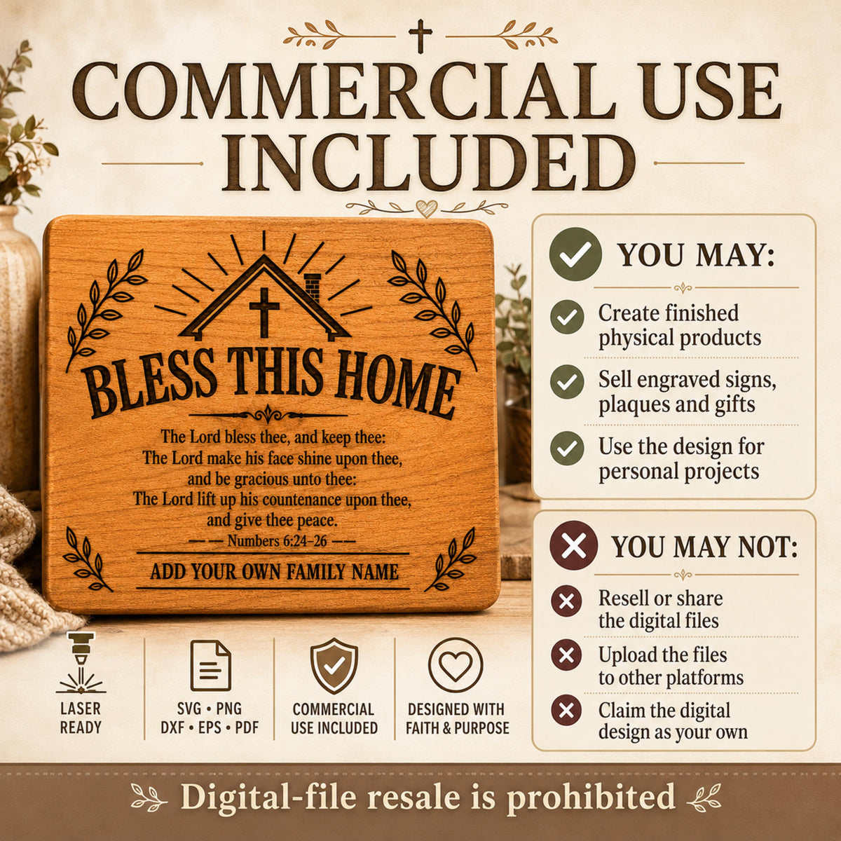 Numbers 6 24–26 SVG Bless This Home Bible Verse Design
