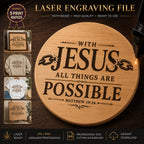 Christian SVG, Matthew 19:26 Bible Verse, Laser Engraving File (Digital Download)