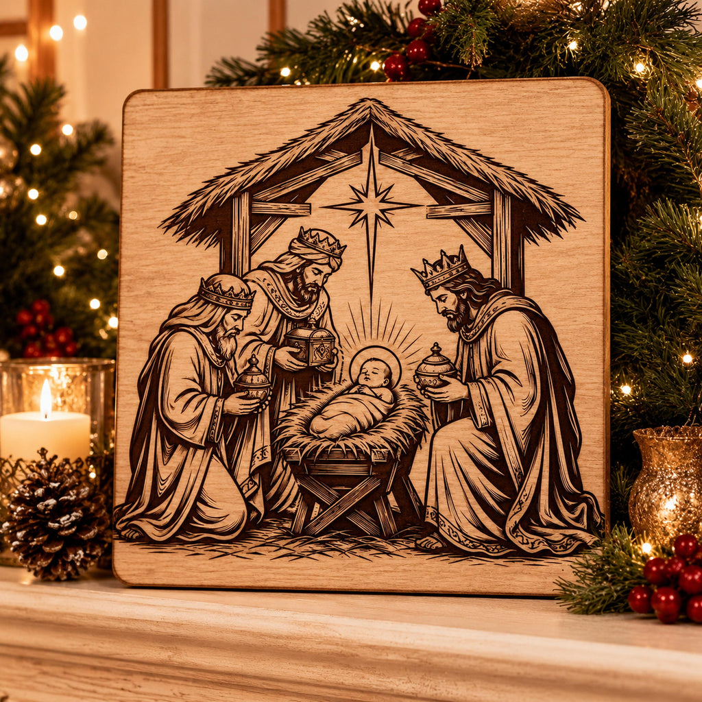 Christian Christmas SVG Bundle: 5 Nativity Laser Engraving Designs