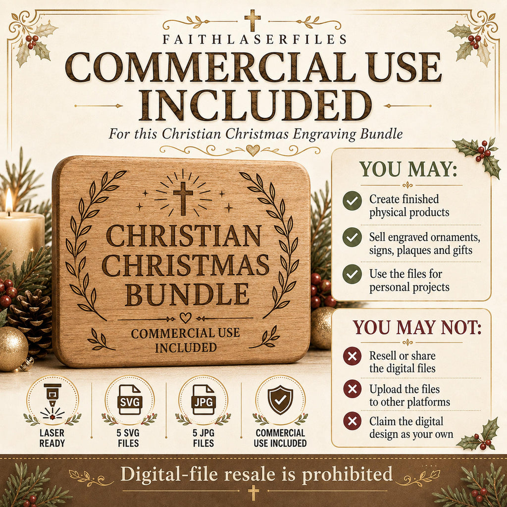 Christian Christmas SVG Bundle: 5 Nativity Laser Engraving Designs