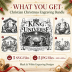 Christian Christmas SVG Bundle: 5 Nativity Laser Engraving Designs