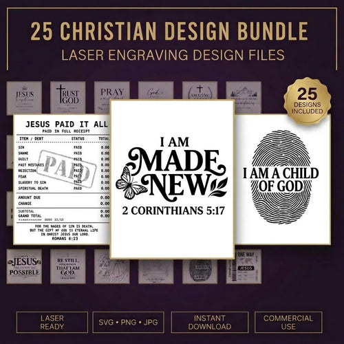 25 Christian SVG Bundle, Bible Verse, Cross and Faith Designs for Laser Engraving