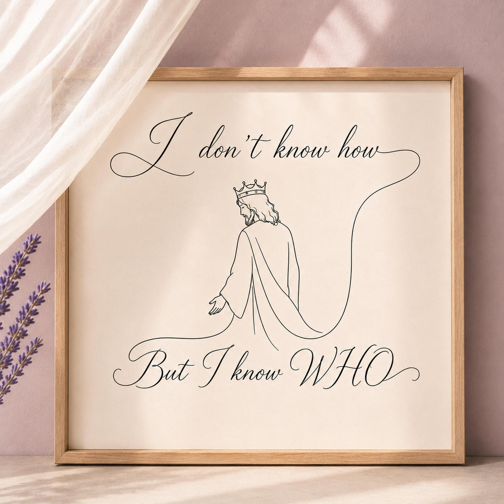Faith SVG: I Don’t Know How But I Know Who Jesus Line Art Print File