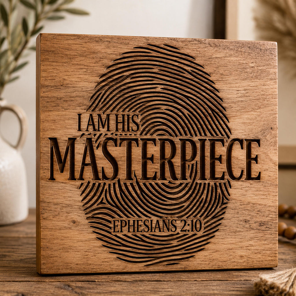 Christian Svg, I Am His Masterpiece, Ephesians 2:10 Fingerprint Design (Digital Download)