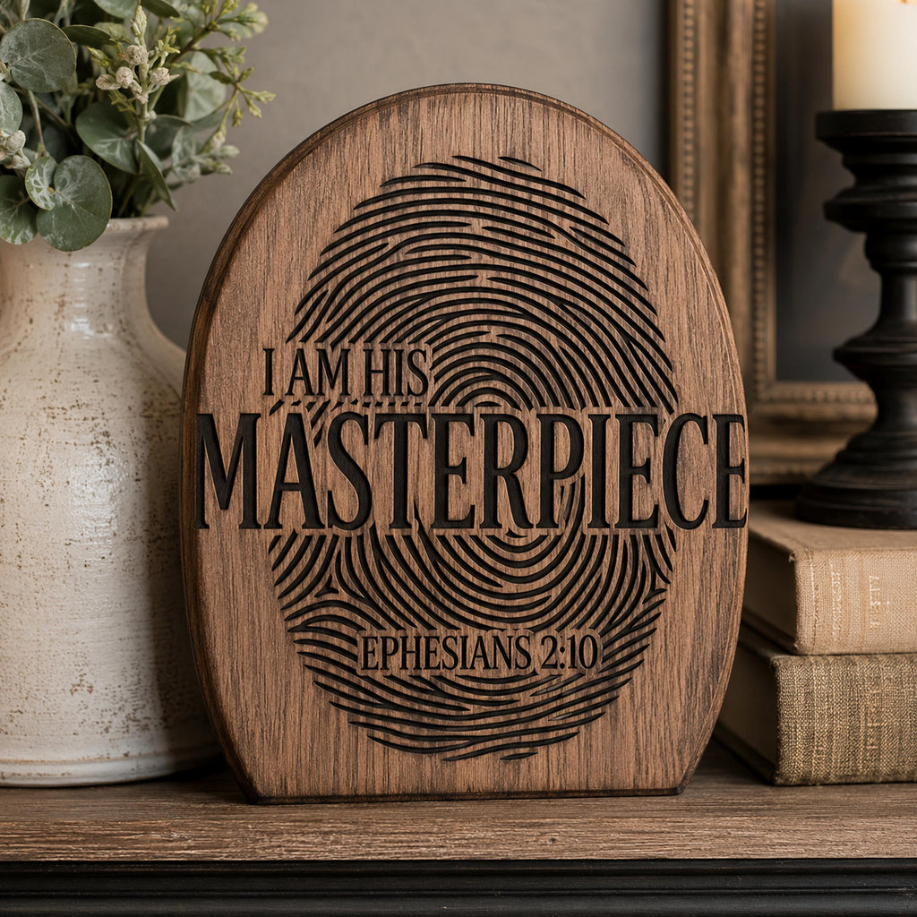 Christian Svg, I Am His Masterpiece, Ephesians 2:10 Fingerprint Design (Digital Download)