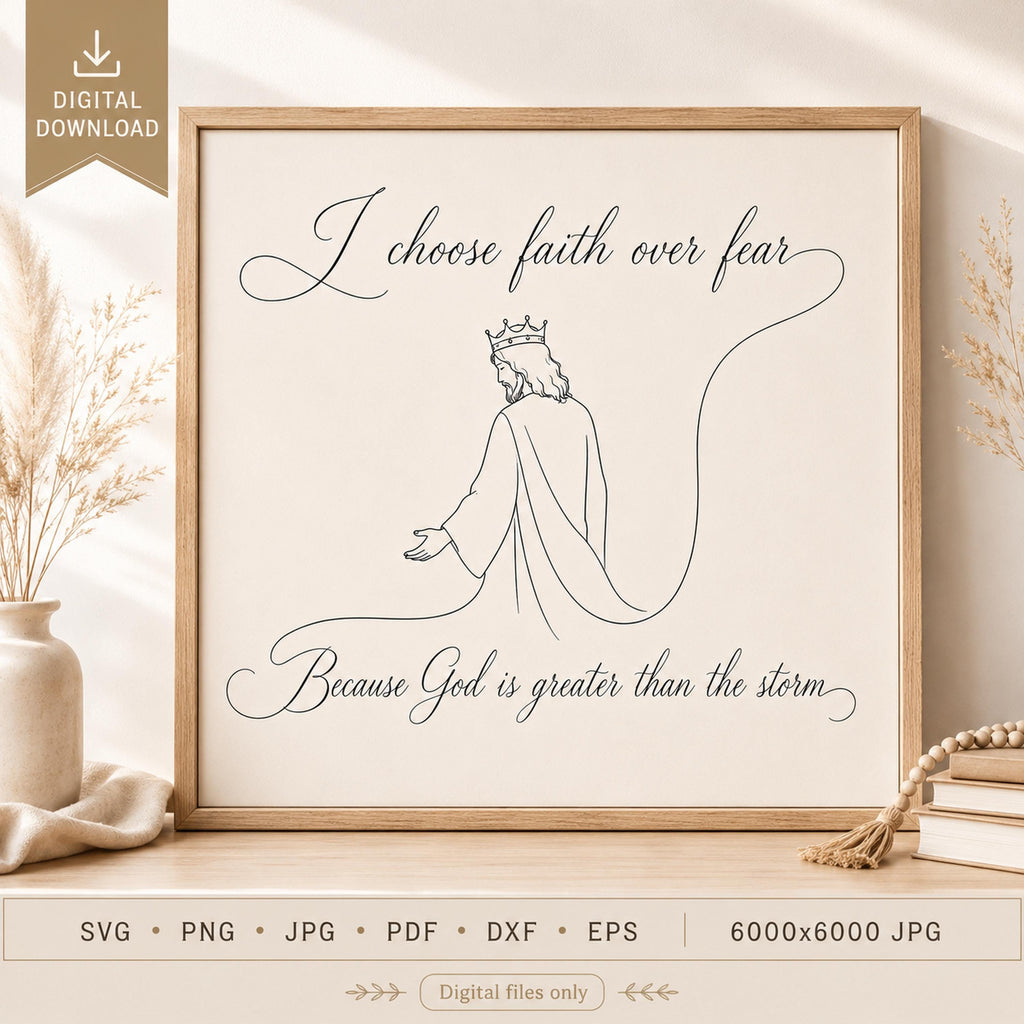 Christian Faith SVG + Printable Jesus Crown Line Art