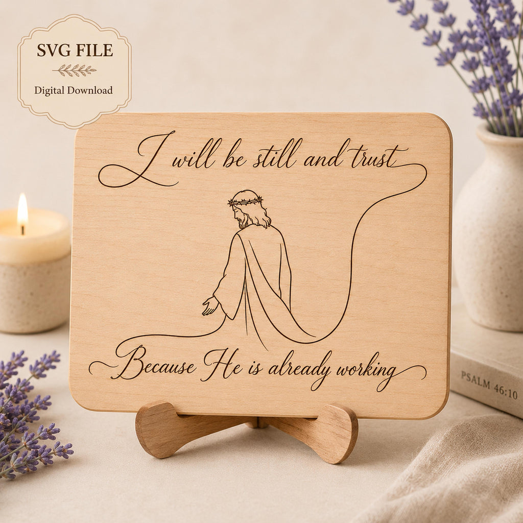 Christian Faith SVG + Printable Be Still Jesus Line Art