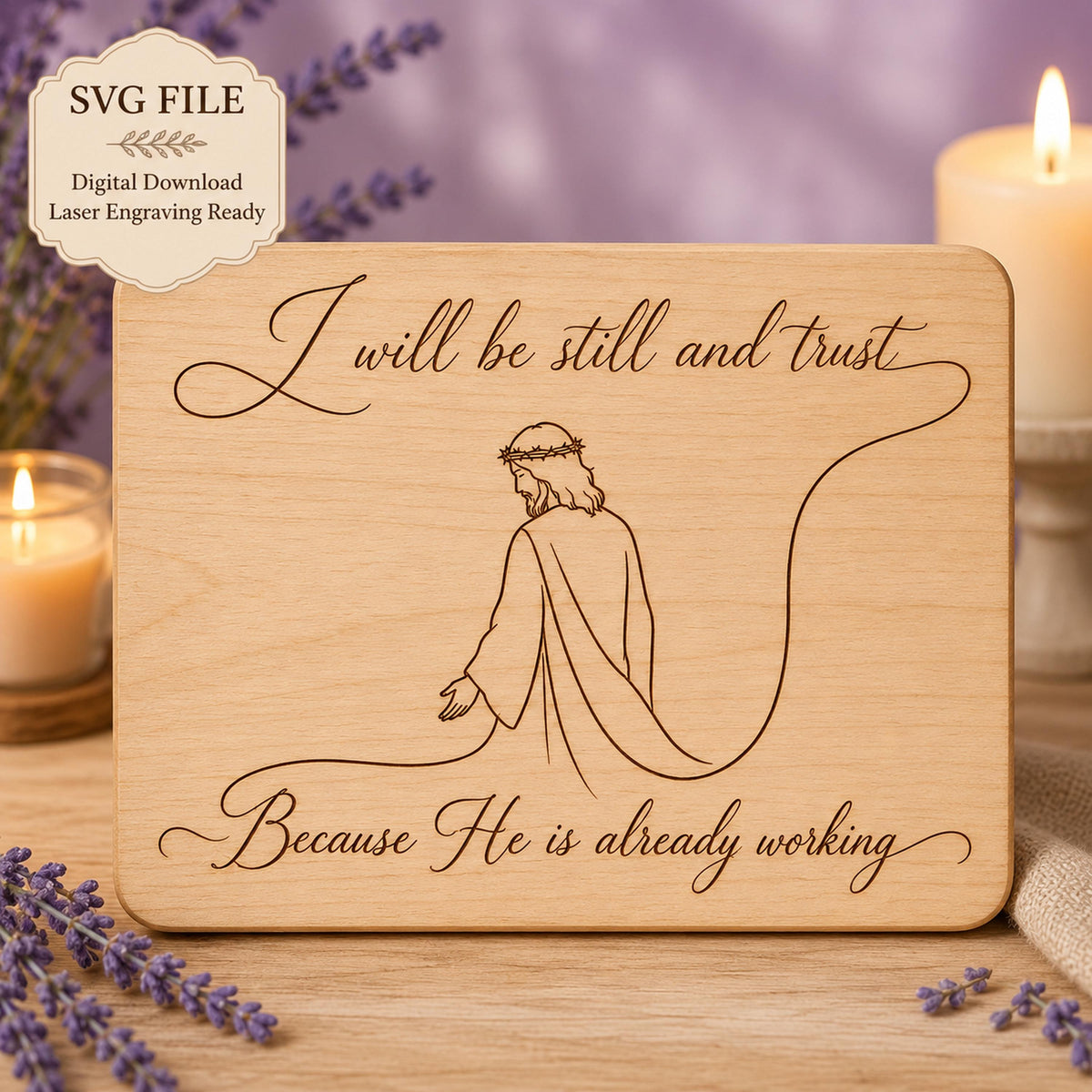 Christian Faith SVG + Printable Be Still Jesus Line Art
