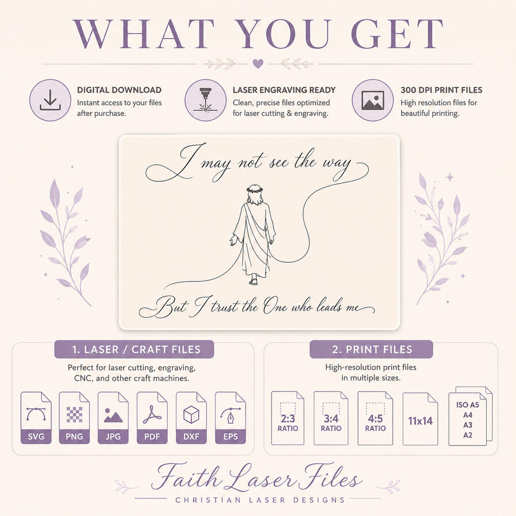 Faith SVG + Printable Trust in God Jesus Line Art