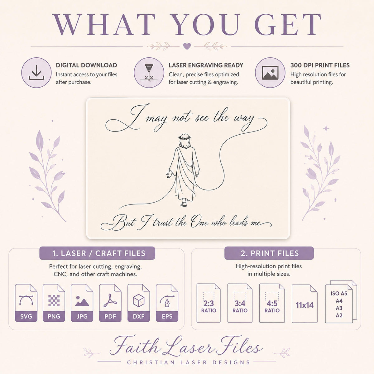 Faith SVG + Printable Trust in God Jesus Line Art