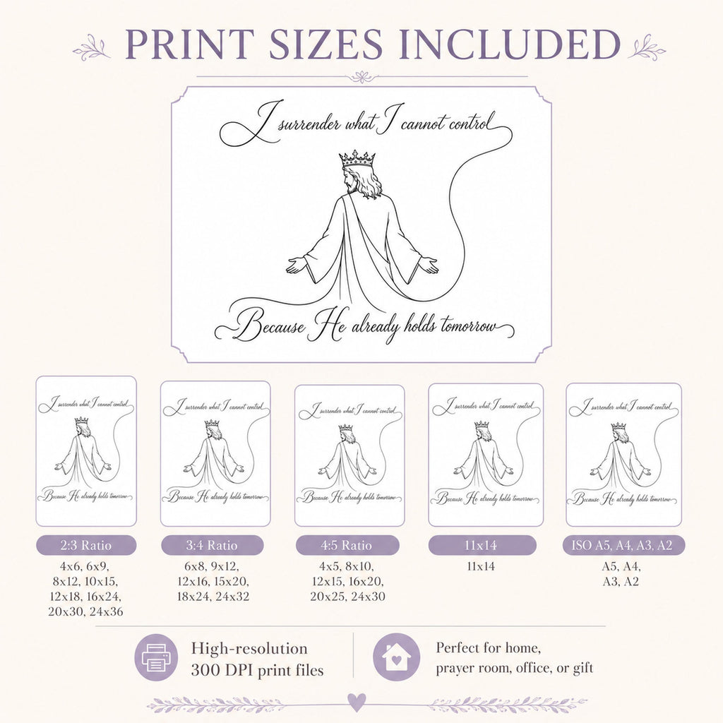 Faith SVG + Printable God Is in Control Jesus Line Art