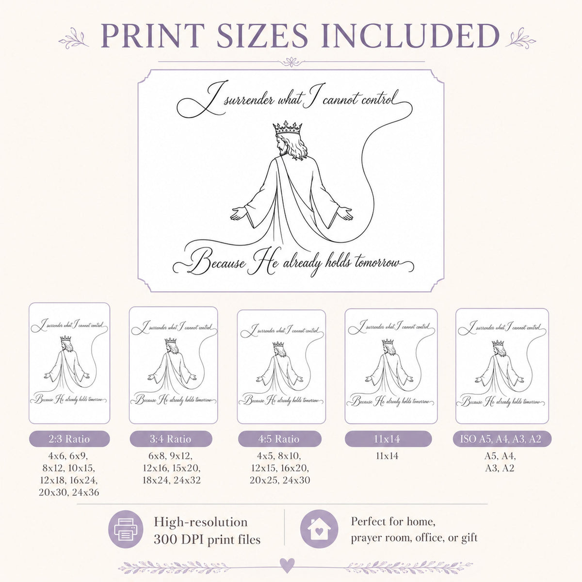 Faith SVG + Printable God Is in Control Jesus Line Art