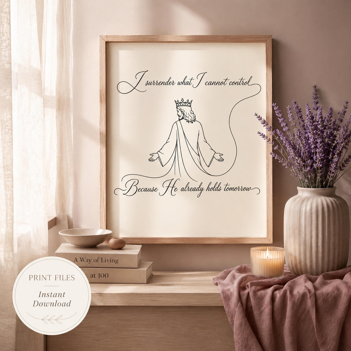 Faith SVG + Printable God Is in Control Jesus Line Art