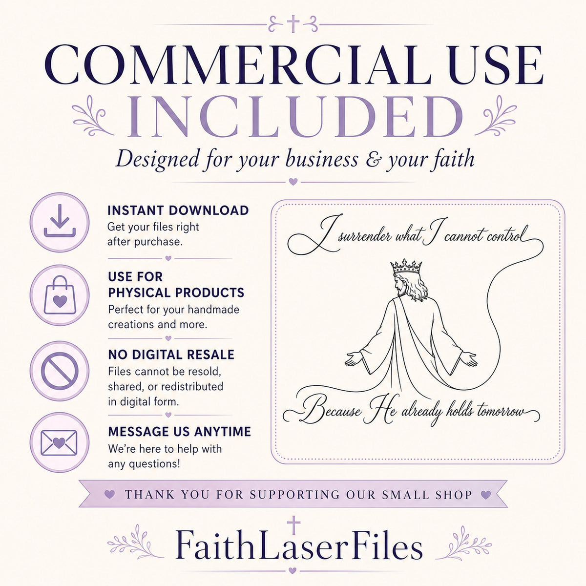 Faith SVG + Printable God Is in Control Jesus Line Art