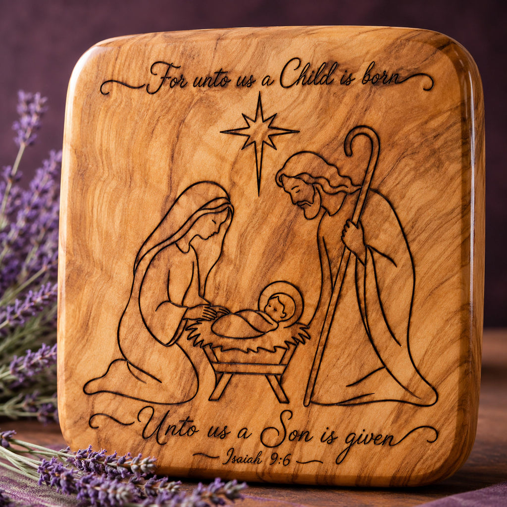 Nativity SVG, For Unto Us a Child Is Born Isaiah 9:6 Christmas Laser File