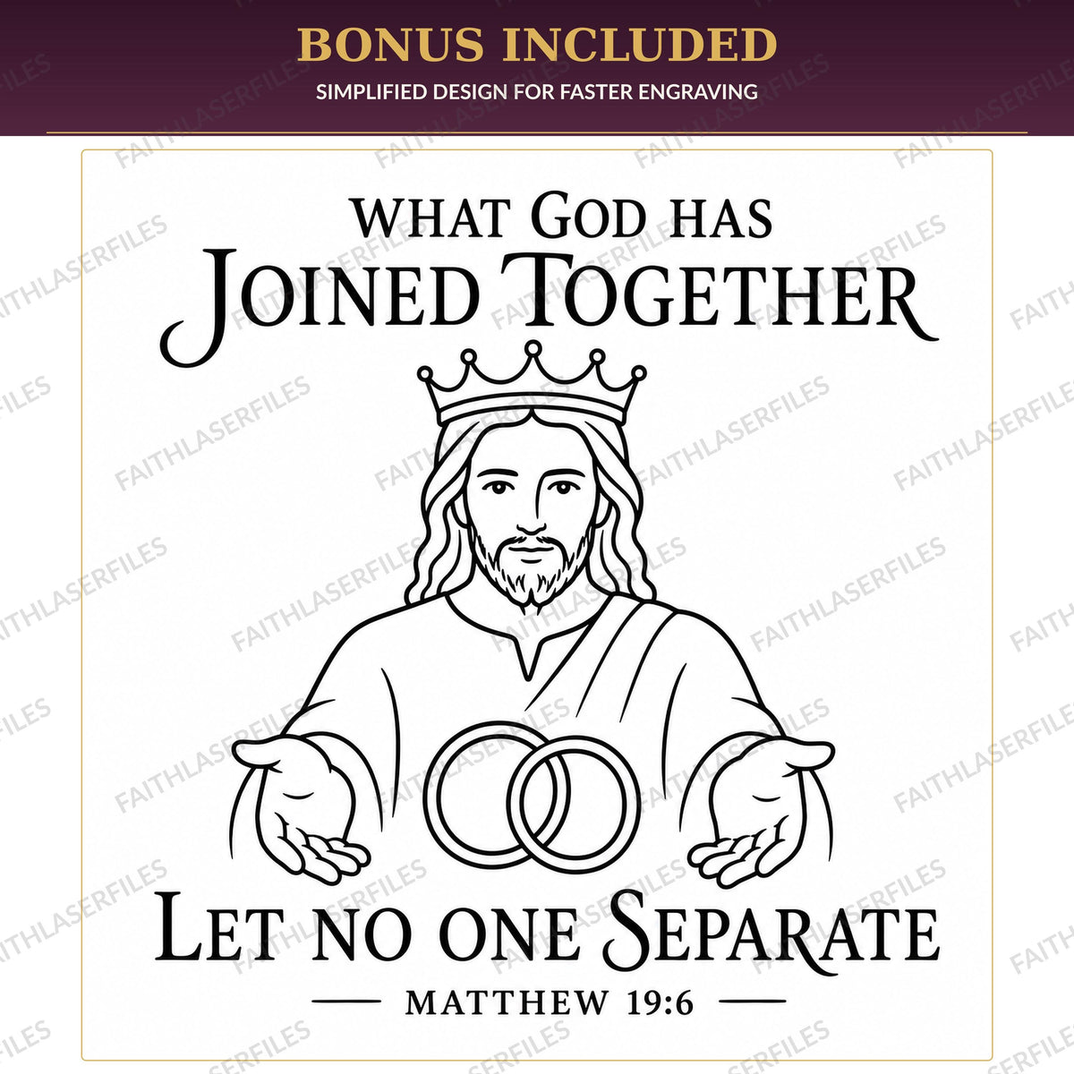 Matthew 19:6 Wedding SVG + Printable God Joined Together Laser File