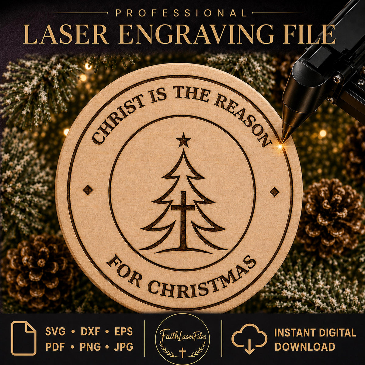 Christ Is the Reason for Christmas SVG & PNG, Christian Laser Engraving File