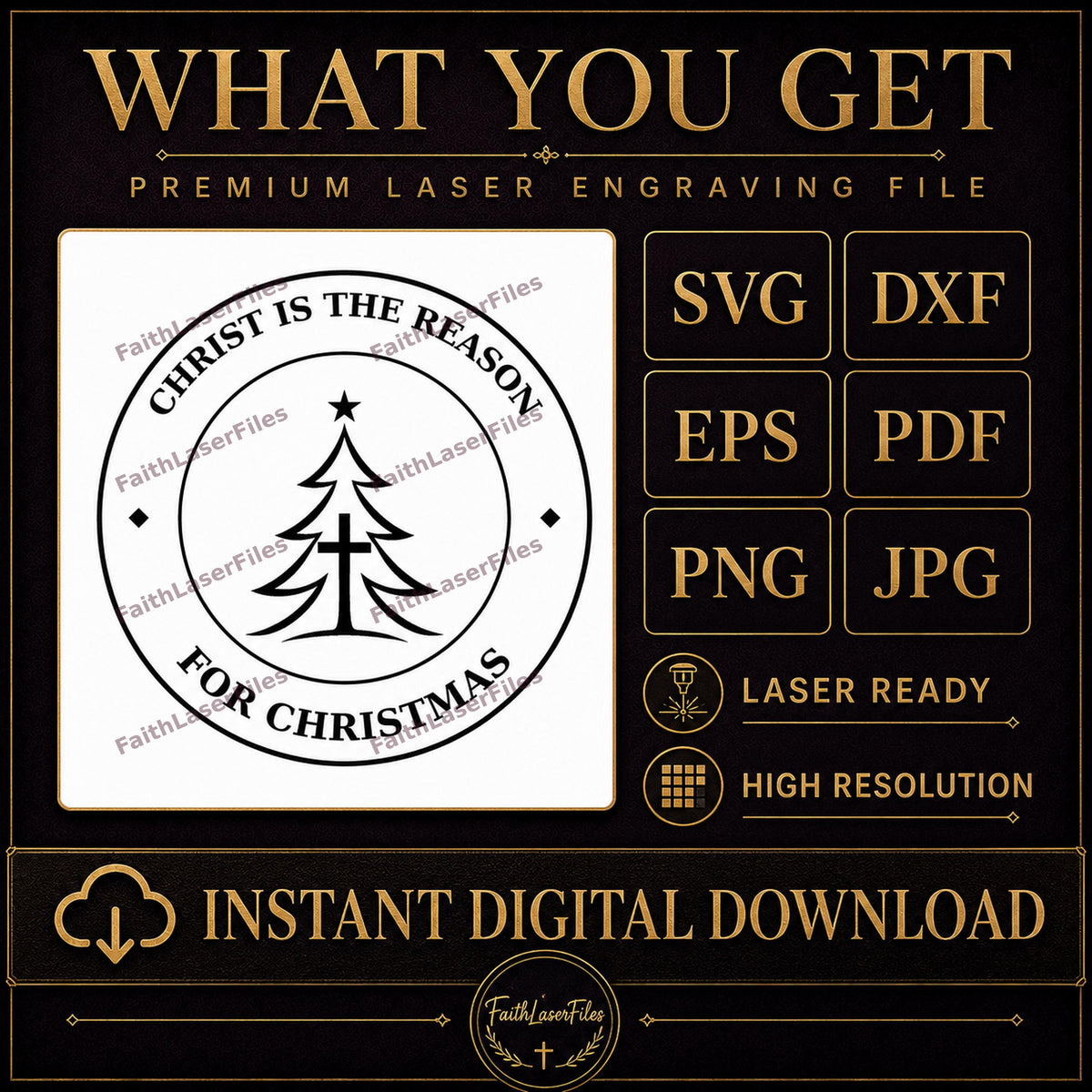 Christ Is the Reason for Christmas SVG & PNG, Christian Laser Engraving File