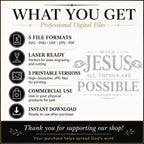 Christian SVG, Matthew 19:26 Bible Verse, Laser Engraving File (Digital Download)