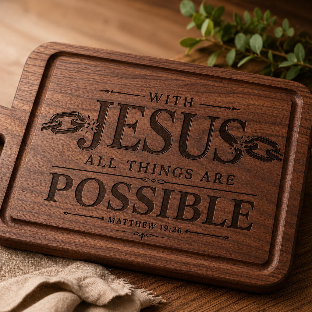 Christian SVG, Matthew 19:26 Bible Verse, Laser Engraving File (Digital Download)