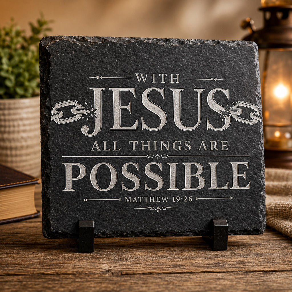 Christian SVG, Matthew 19:26 Bible Verse, Laser Engraving File (Digital Download)