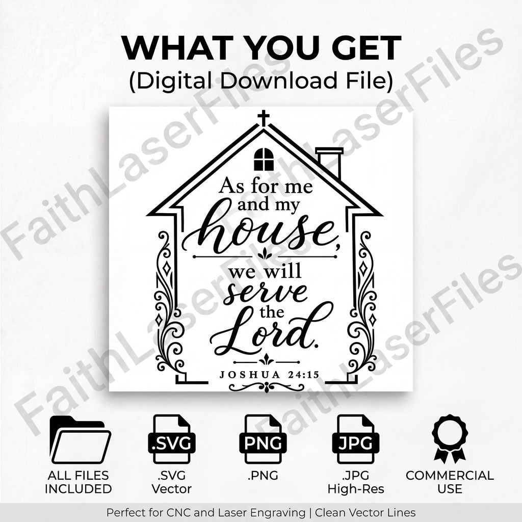 As for Me and My House SVG PNG, Joshua 24:15 Christian Family Sign