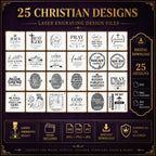 25 Christian SVG Bundle, Bible Verse, Cross and Faith Designs for Laser Engraving