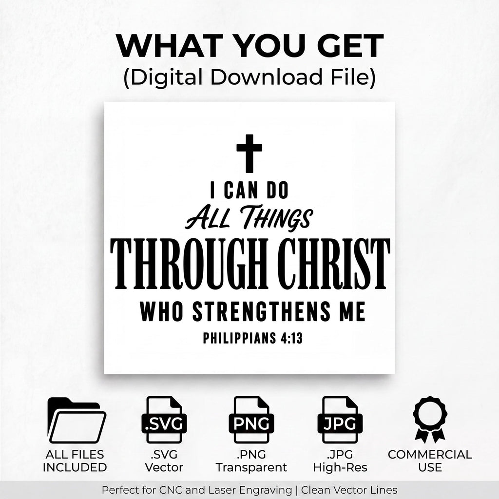 Philippians 4:13 SVG, I Can Do All Things, Christian Bible Verse, Faith PNG