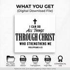 Philippians 4:13 SVG, I Can Do All Things, Christian Bible Verse, Faith PNG