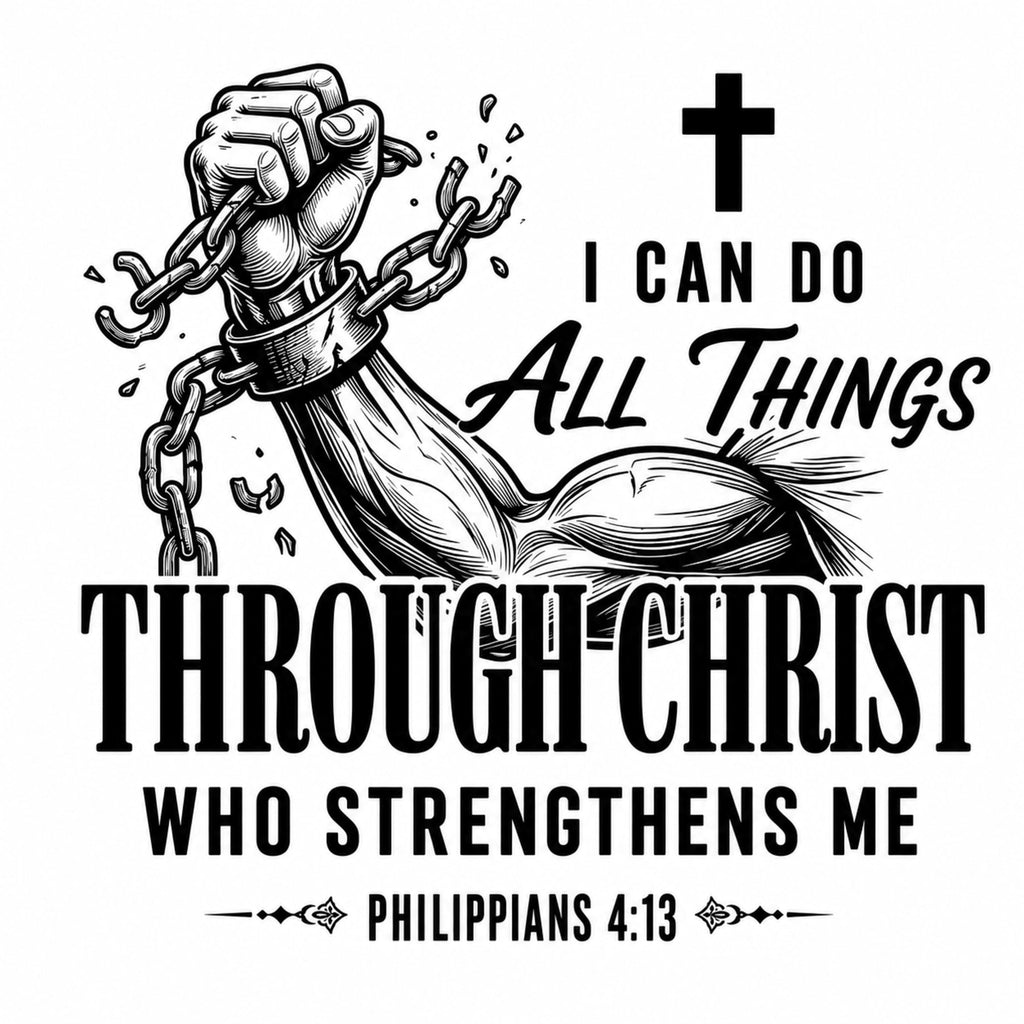 Philippians 4:13 SVG, Christian Strength Design, Breaking Chains, Bible Verse Laser Engraving