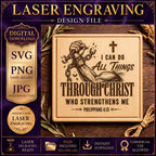 Philippians 4:13 SVG, Christian Strength Design, Breaking Chains, Bible Verse Laser Engraving