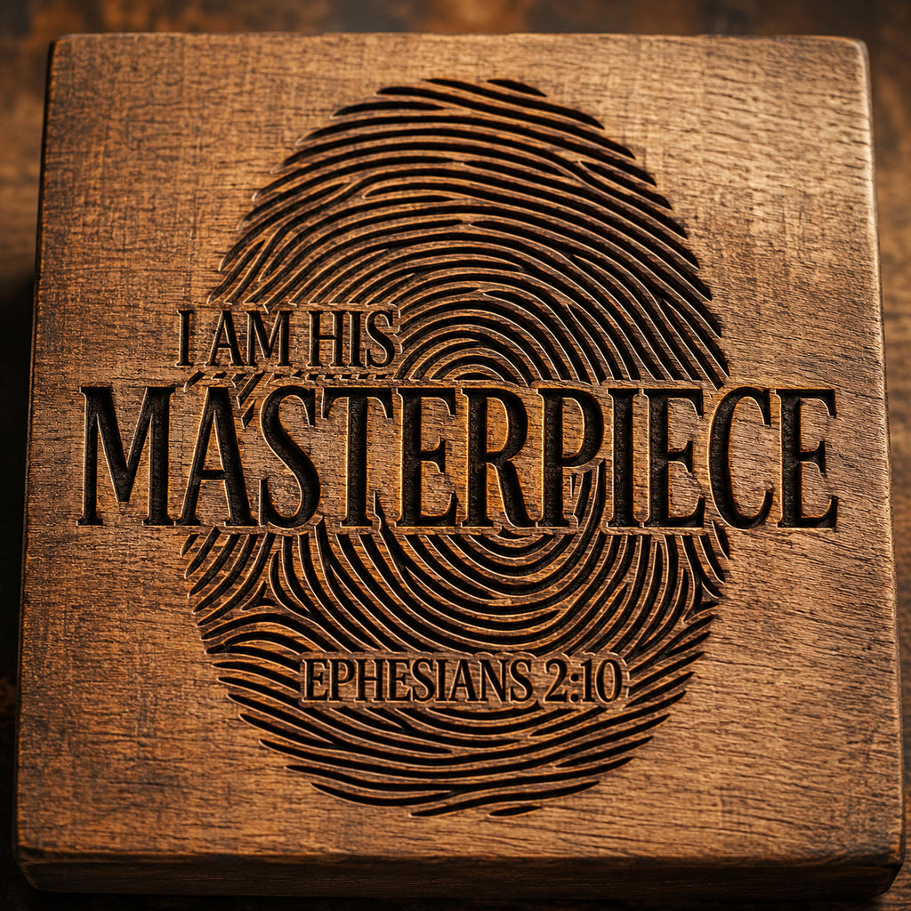 Christian Svg, I Am His Masterpiece, Ephesians 2:10 Fingerprint Design (Digital Download)