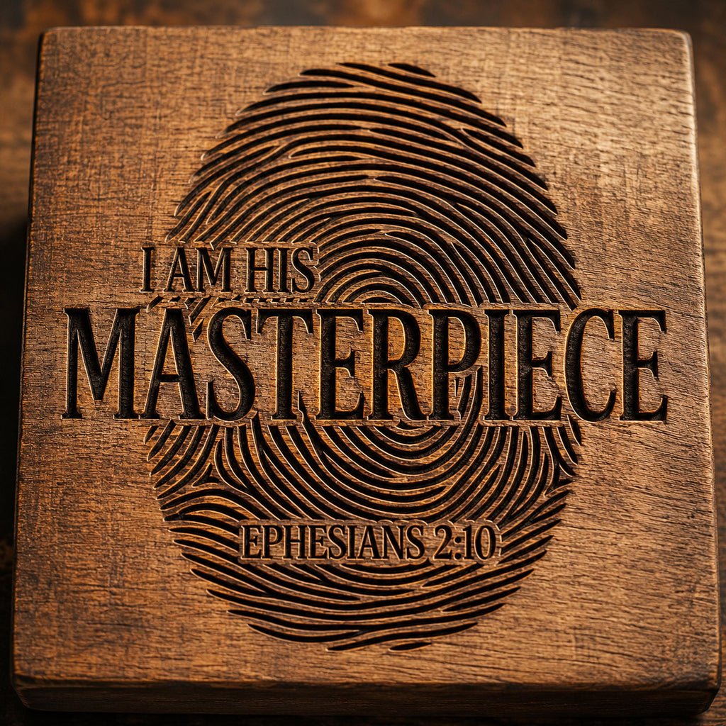 Christian Svg, I Am His Masterpiece, Ephesians 2:10 Fingerprint Design (Digital Download)